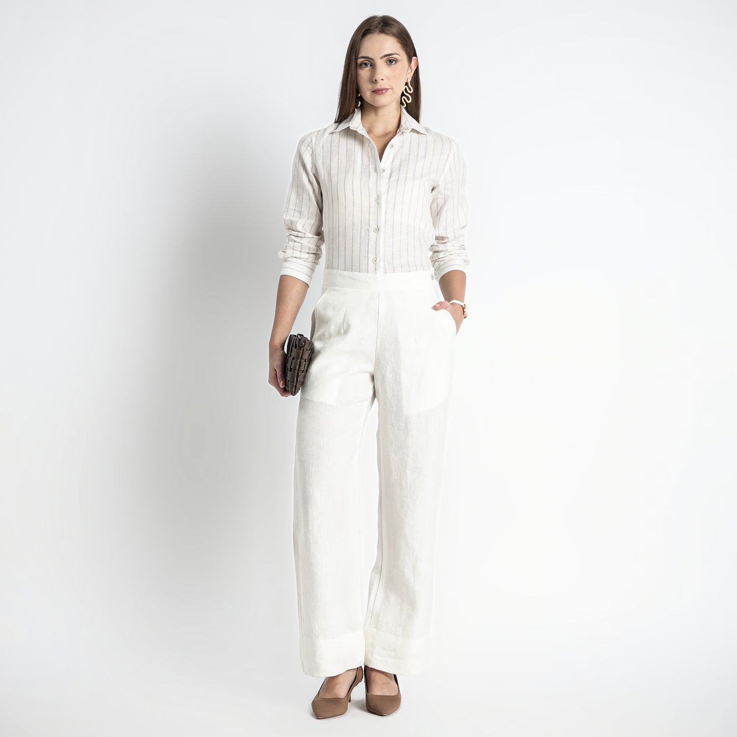 Moscow – Double Pleated Straight-Leg Linen Trousers – Ivory