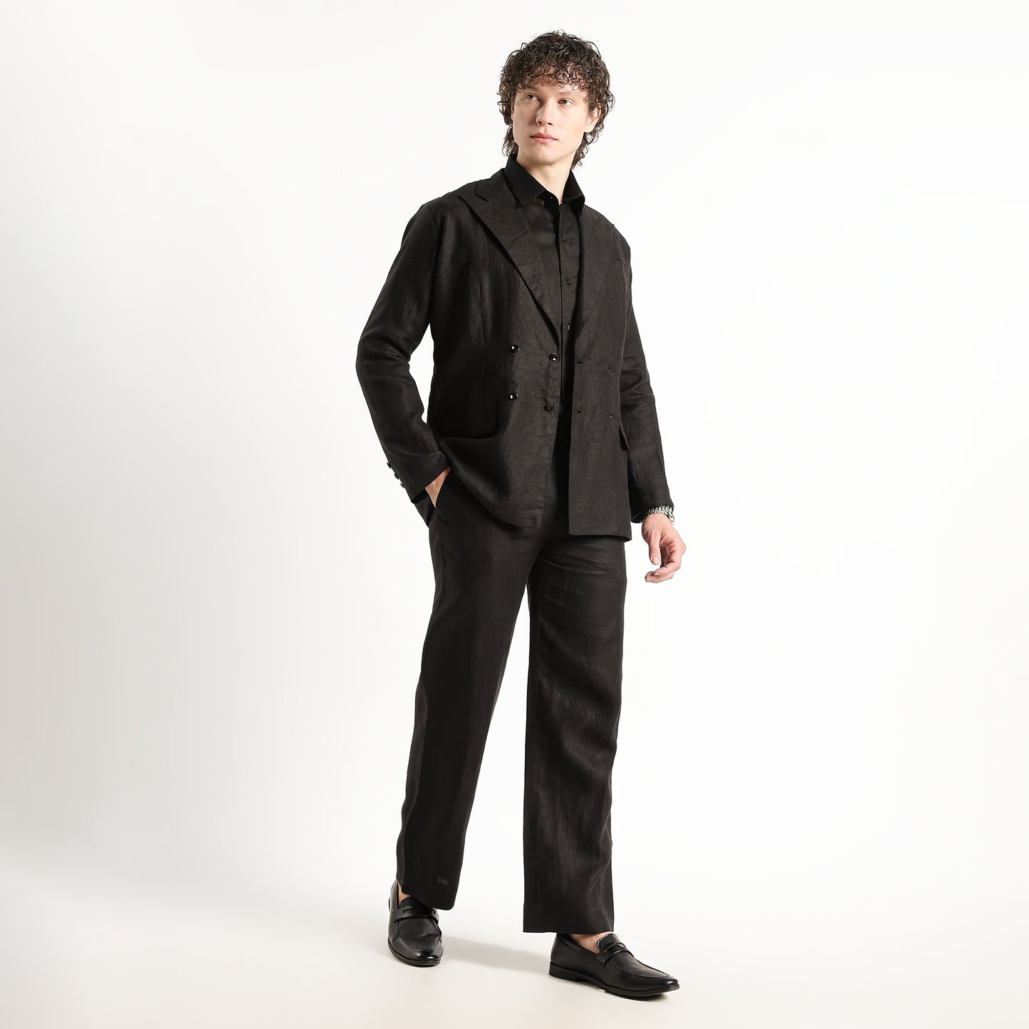Valen – Luxury Double-Breasted 25 Lea Pure Linen Blazer – Noiré