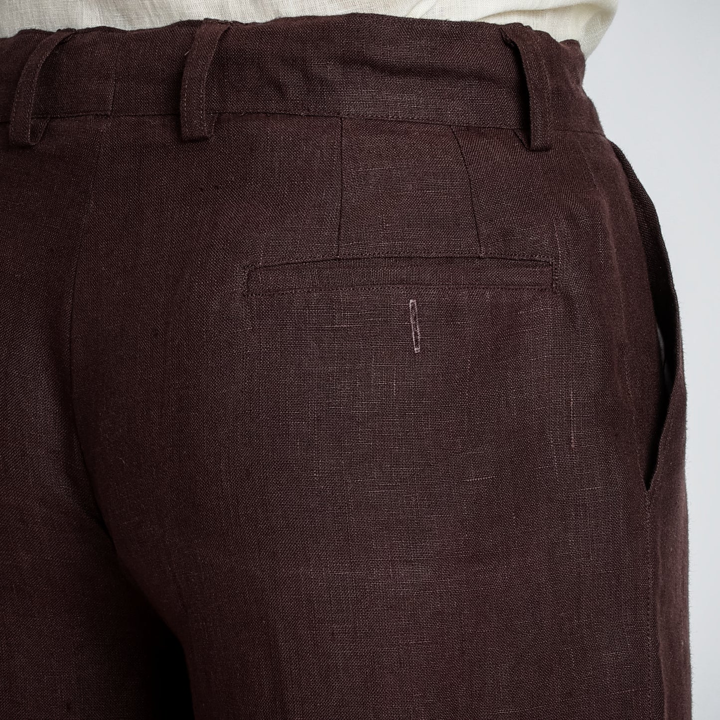 Busan – Luxury Pleated Straight Fit Pure Linen Trousers – Coffee