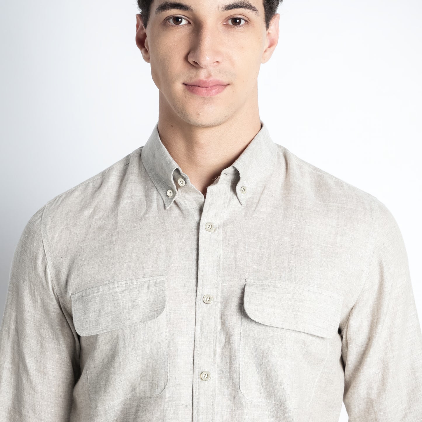 Texas – Classic American Double Pocket Linen Shirt – Sand