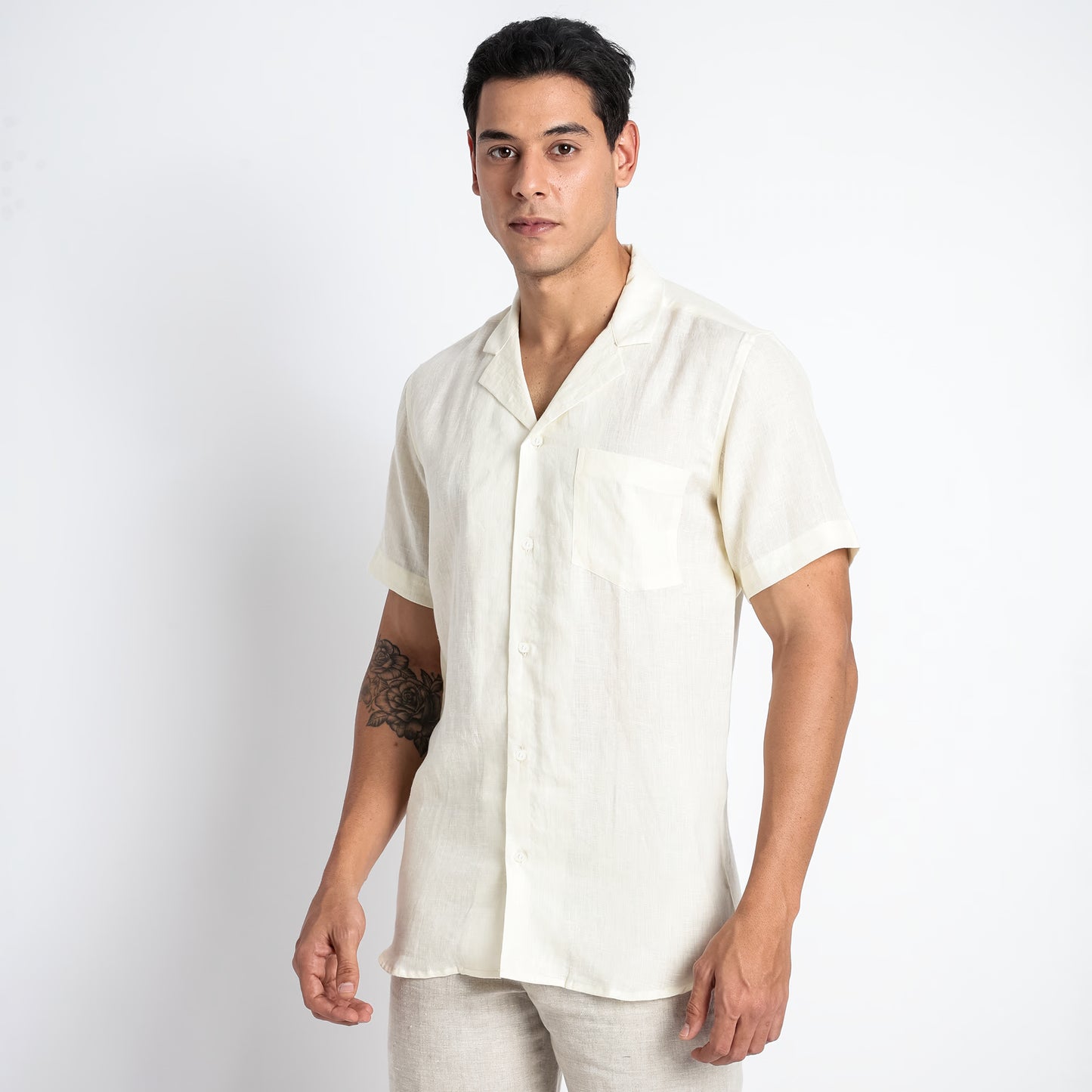 Riviera – Resort Collar Linen Shirt – Butter