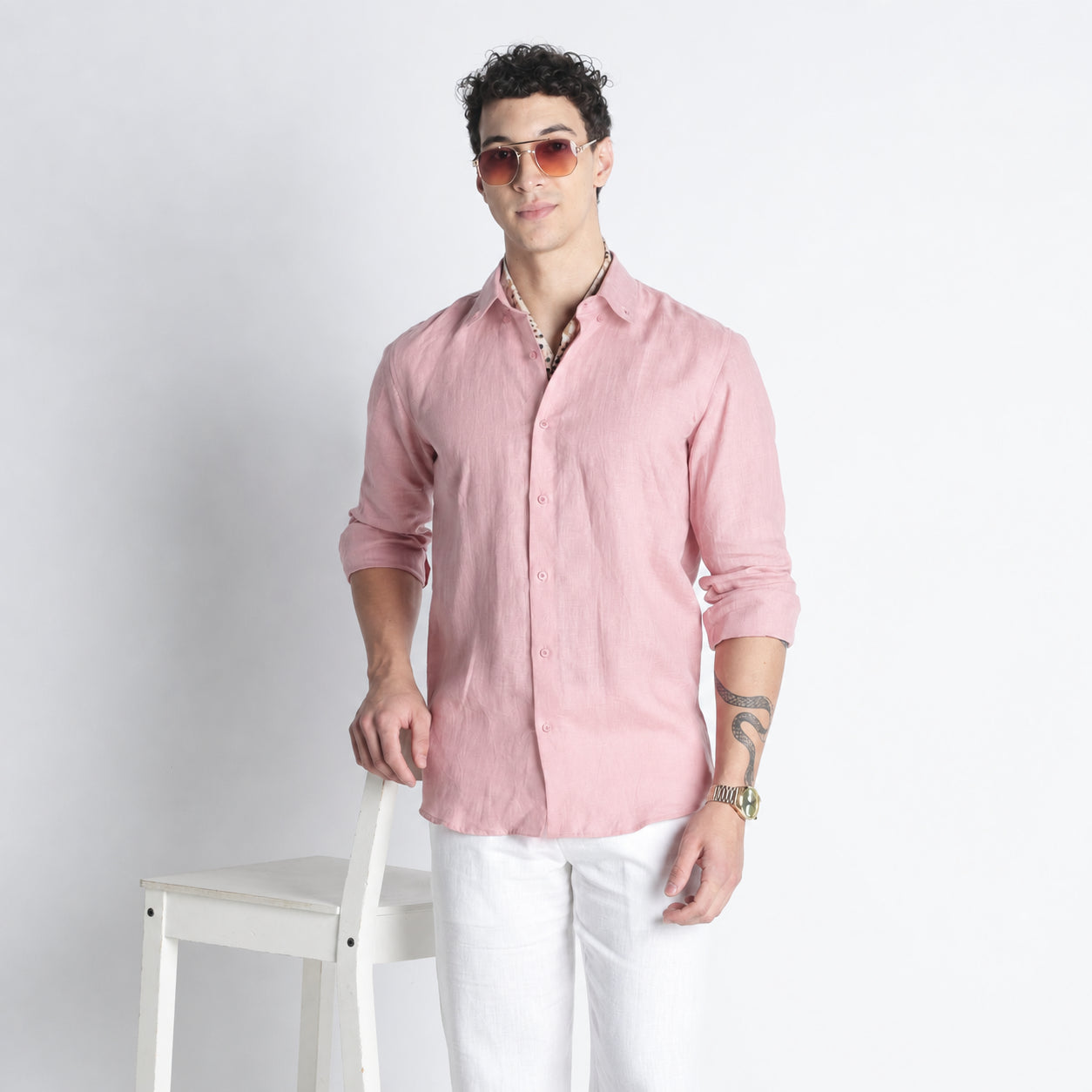 Countryman – Luxury Classic Button-Down Pure Linen Shirt – Bud