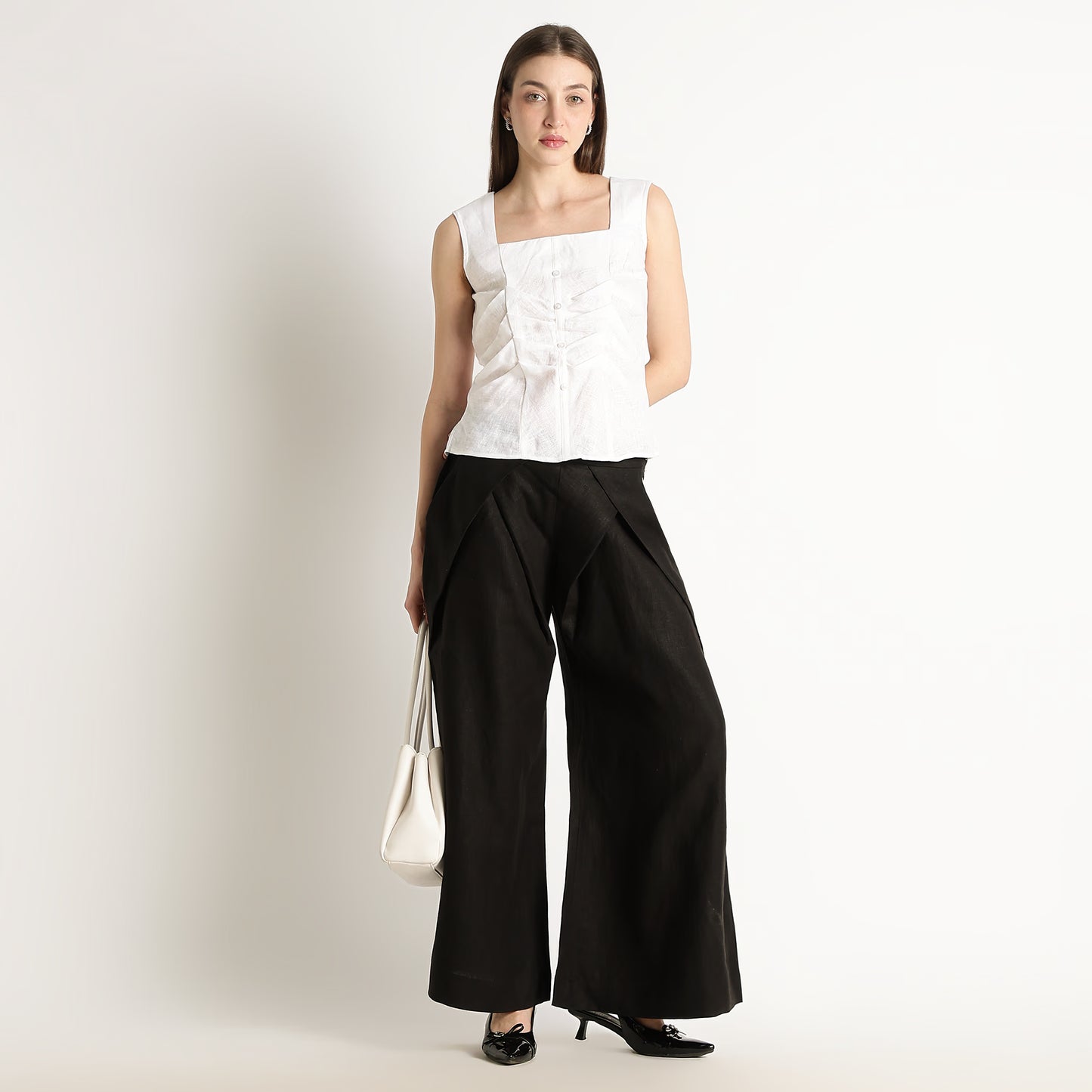 Cleopatra – Premium Tulip Wrap Linen Trousers – Noiré