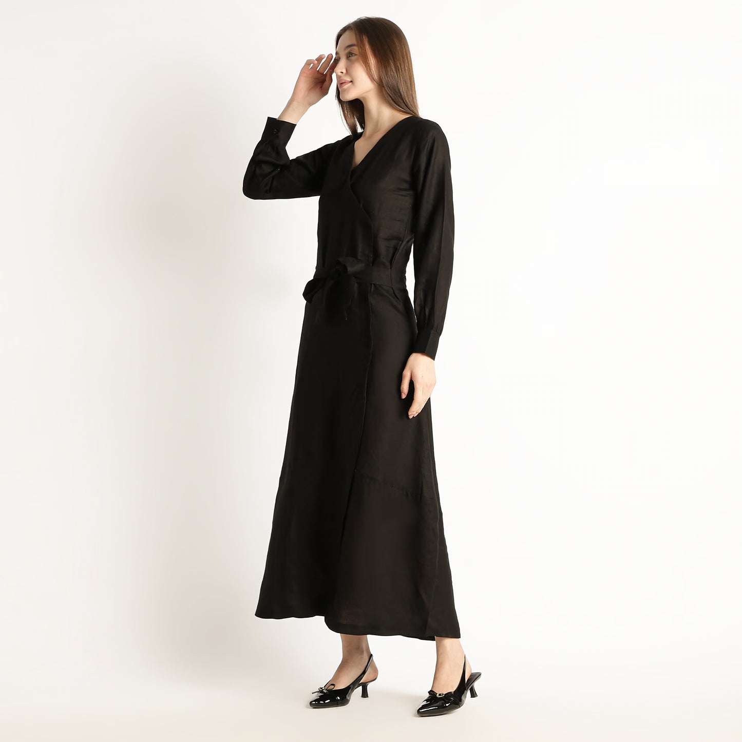 Milano – Fluid Wrap-Style Linen Dress – Noiré