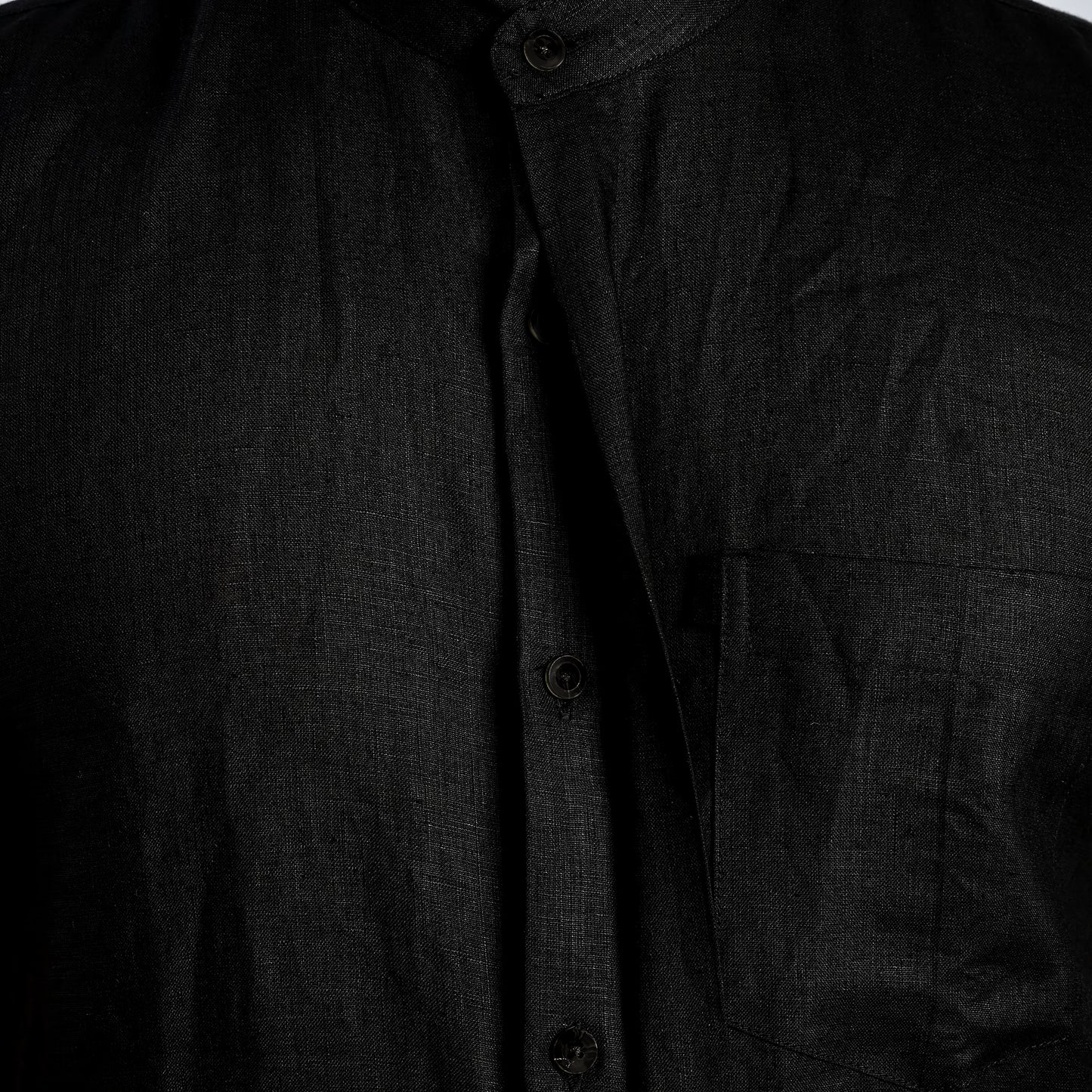 Linho – Luxury Band Collar Concealed Placket 100% Pure Linen Shirt – Noiré