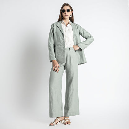 Belucci – Tailored Notch Lapel Linen Blazer – Olive