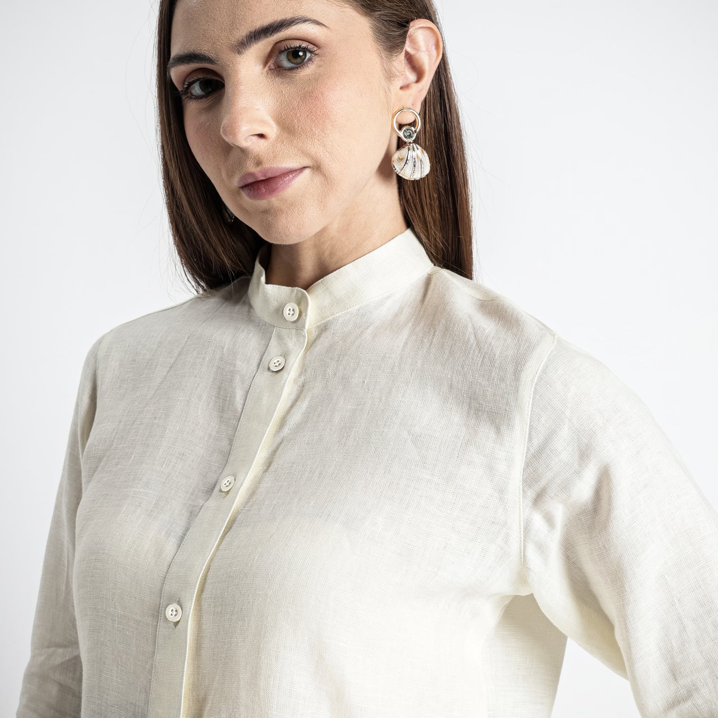 Rowan – Flounce Sleeve Linen Blouse – Ivory
