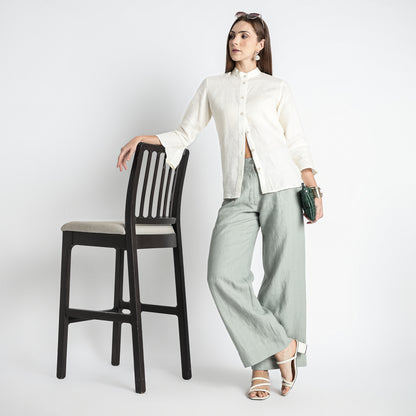 Rowan – Flounce Sleeve Linen Blouse – Ivory