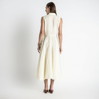 Helix – Premium Sleeveless Shirt Linen Dress – Butter