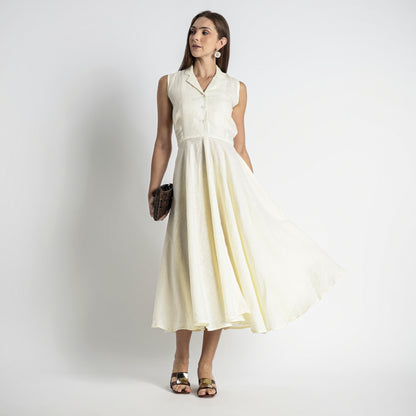 Helix – Premium Sleeveless Shirt Linen Dress – Butter