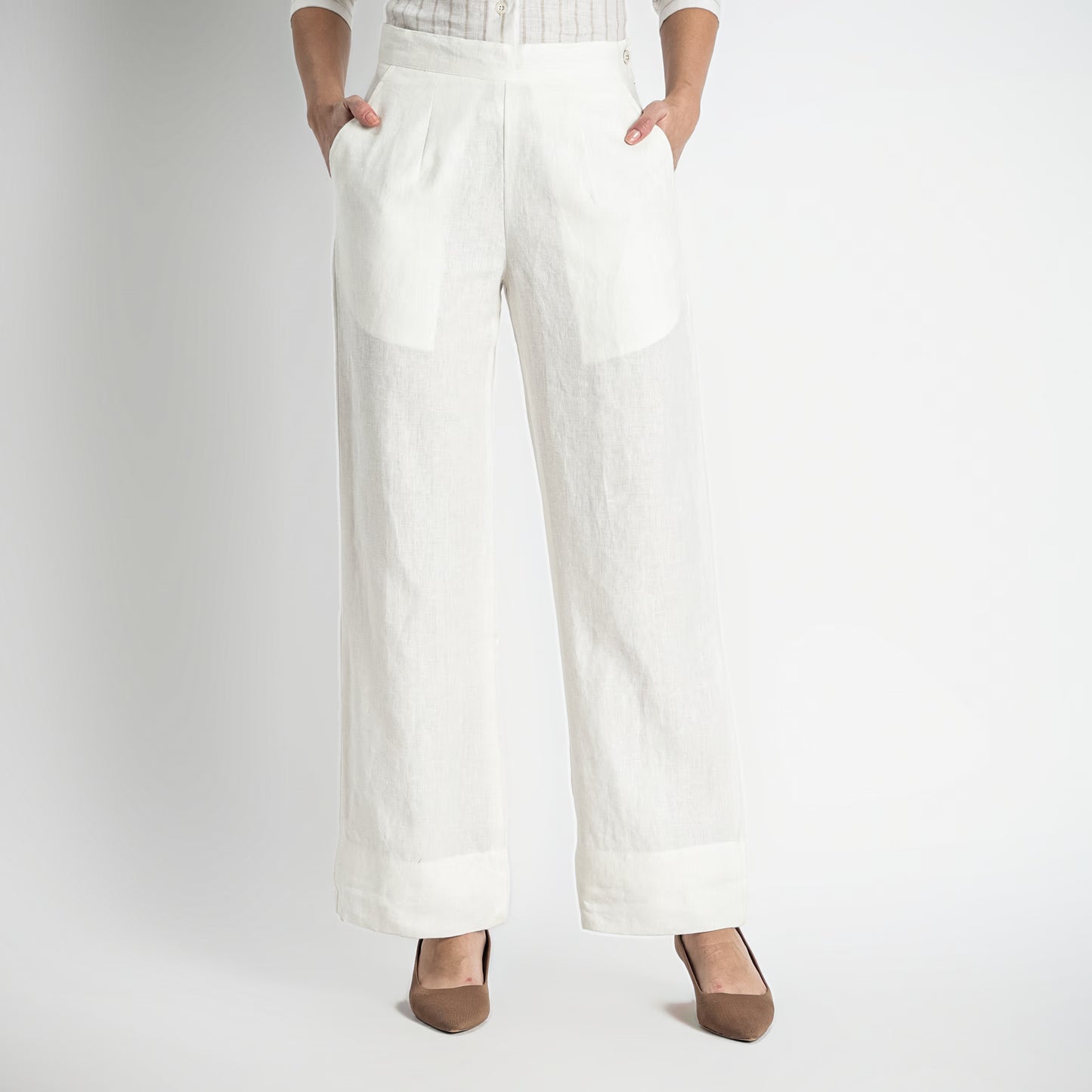 Moscow – Double Pleated Straight-Leg Linen Trousers – Ivory