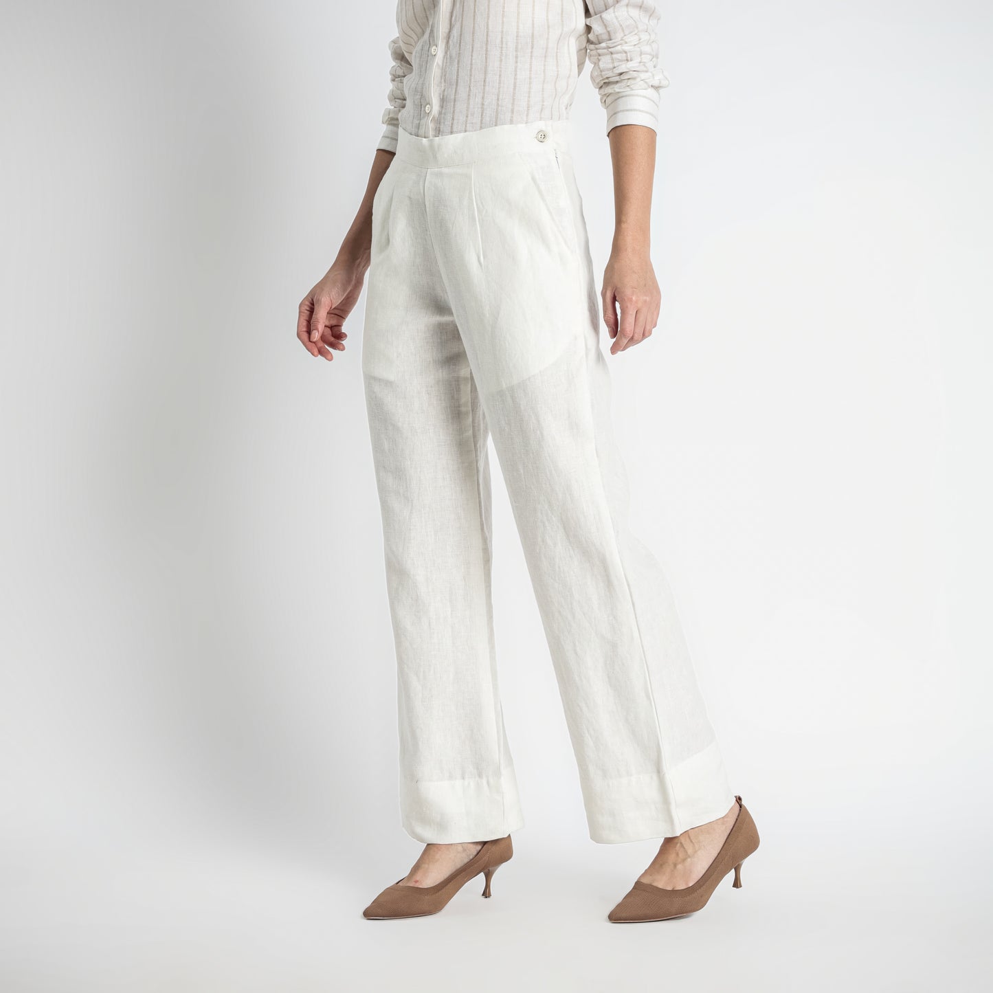 Moscow – Double Pleated Straight-Leg Linen Trousers – Ivory