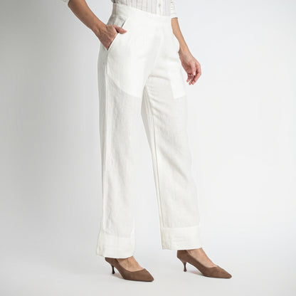 Moscow – Double Pleated Straight-Leg Linen Trousers – Ivory