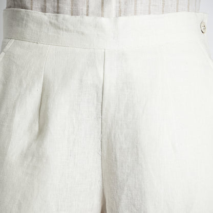 Moscow – Double Pleated Straight-Leg Linen Trousers – Ivory