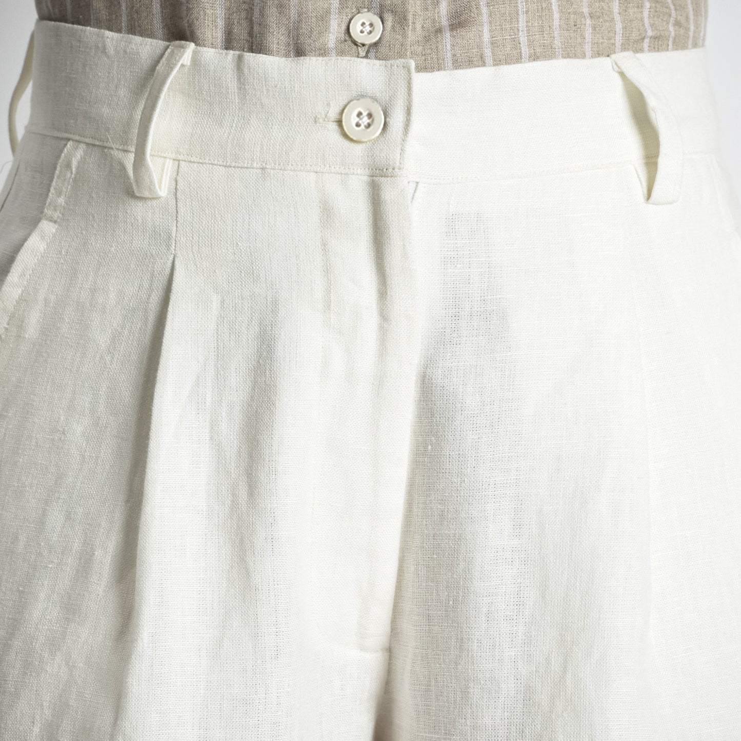Summit – Pleated Wide-Leg Linen Trousers – Ivory