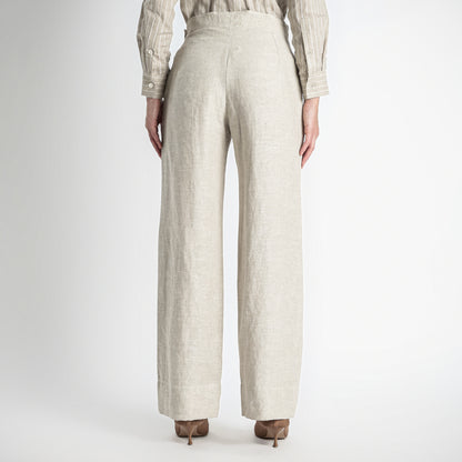 Moscow – Double Pleated Straight-Leg Linen Trousers – Sand