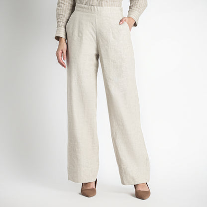Moscow – Double Pleated Straight-Leg Linen Trousers – Sand