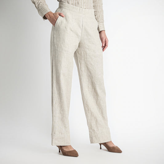 Moscow – Double Pleated Straight-Leg Linen Trousers – Sand