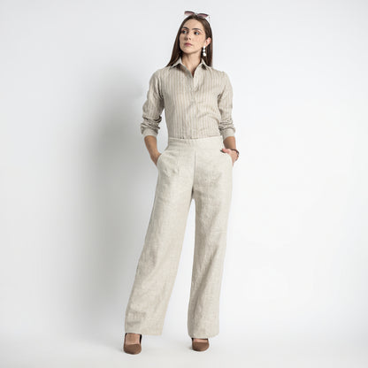 Moscow – Double Pleated Straight-Leg Linen Trousers – Sand