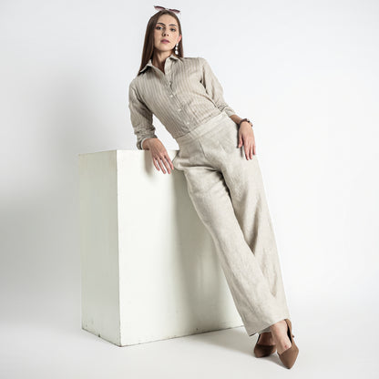 Moscow – Double Pleated Straight-Leg Linen Trousers – Sand