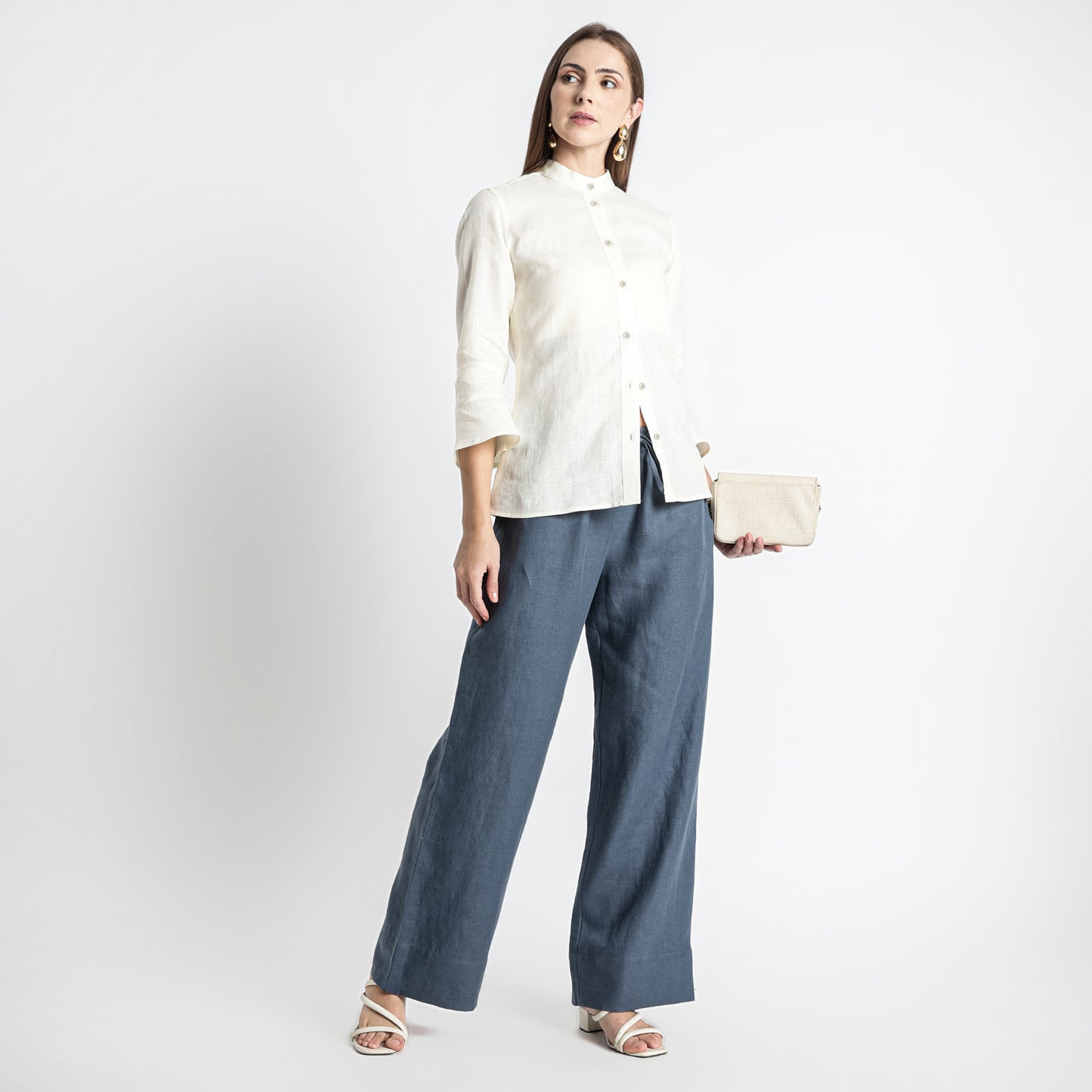 Sarah – Relaxed Drawstring Linen Lounge Pants – Pacific