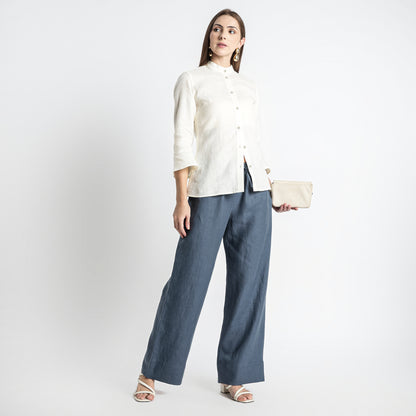 Sarah – Relaxed Drawstring Linen Lounge Pants – Pacific