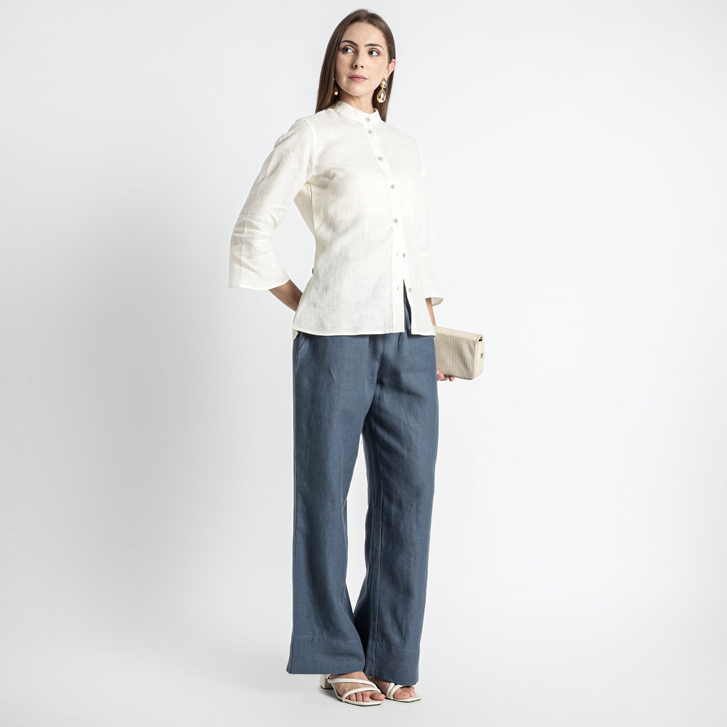 Sarah – Relaxed Drawstring Linen Lounge Pants – Pacific