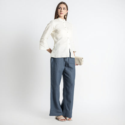 Sarah – Relaxed Drawstring Linen Lounge Pants – Pacific