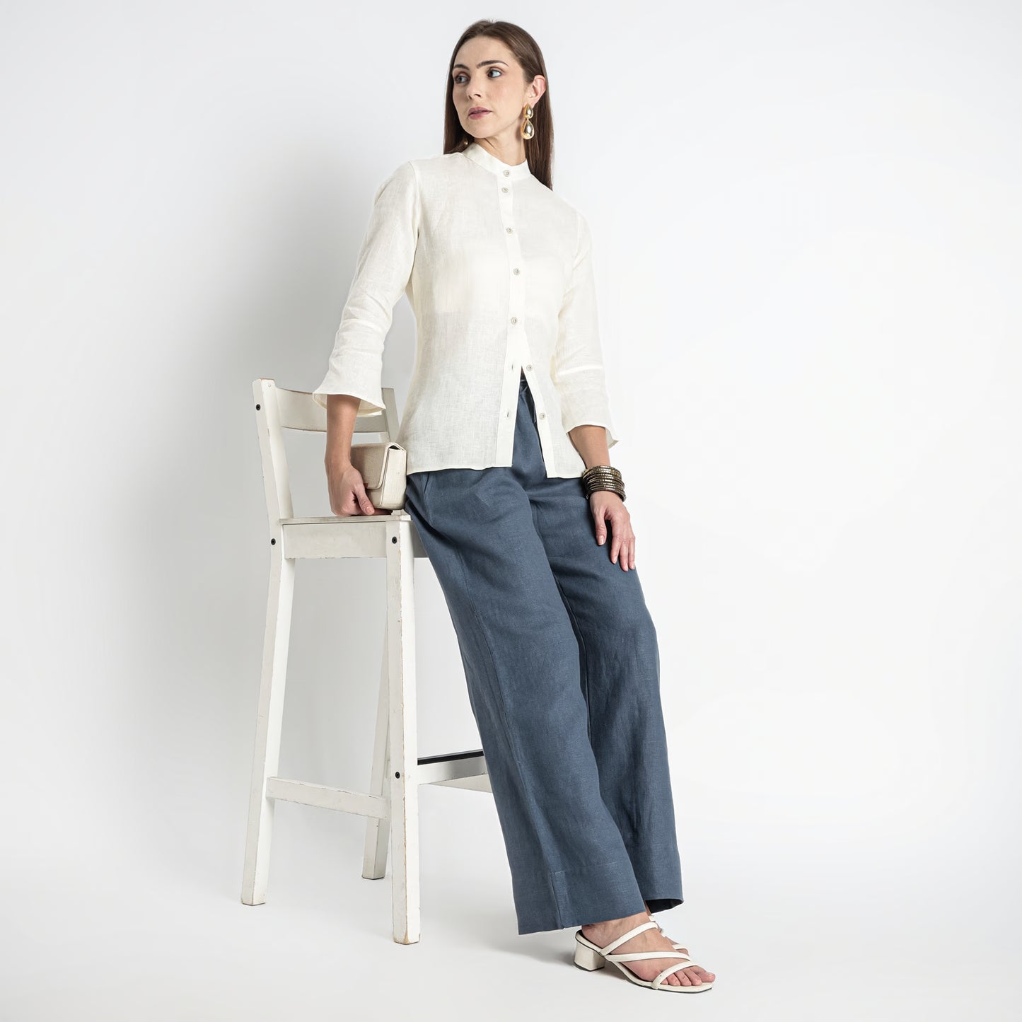 Sarah – Relaxed Drawstring Linen Lounge Pants – Pacific