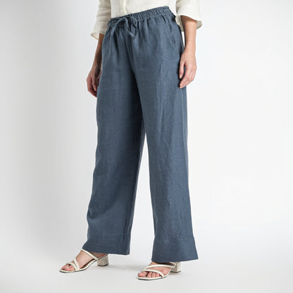 Sarah – Relaxed Drawstring Linen Lounge Pants – Pacific