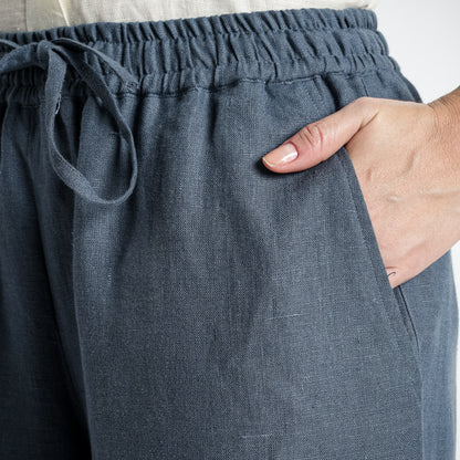 Sarah – Relaxed Drawstring Linen Lounge Pants – Pacific