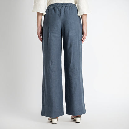 Sarah – Relaxed Drawstring Linen Lounge Pants – Pacific