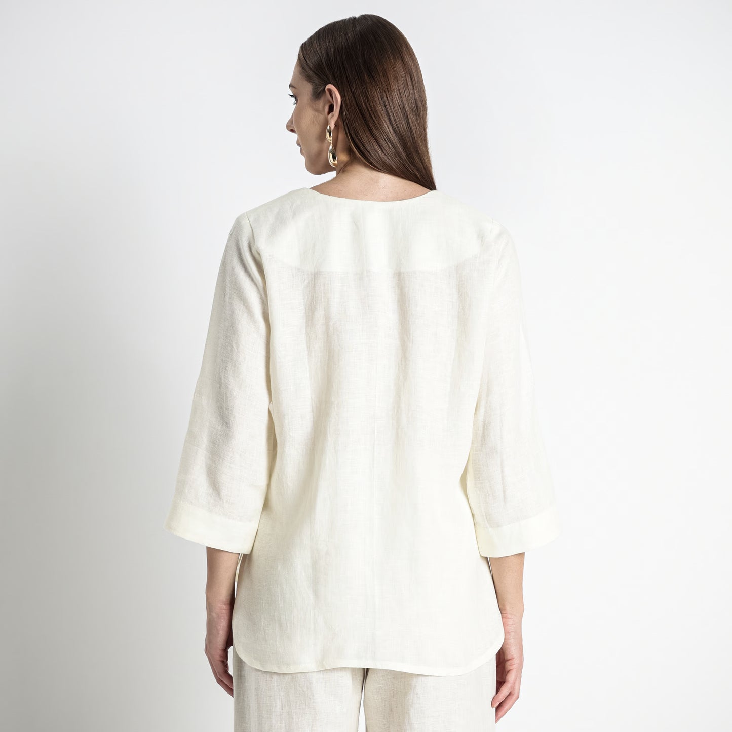 Gadot – Premium Concealed Placket Linen Shirt – Ivory