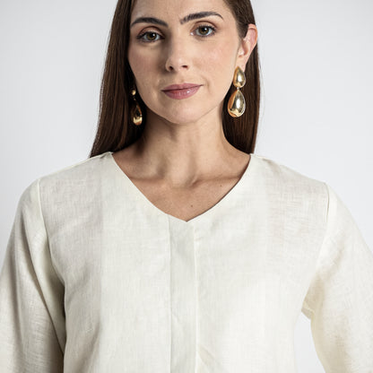 Gadot – Premium Concealed Placket Linen Shirt – Ivory