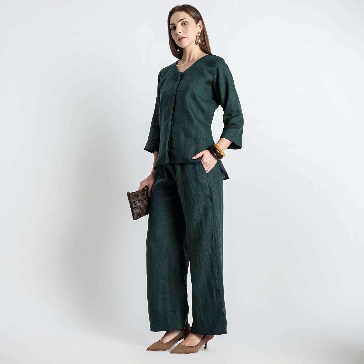 Gadot – Premium Concealed Placket Linen Shirt – Heron