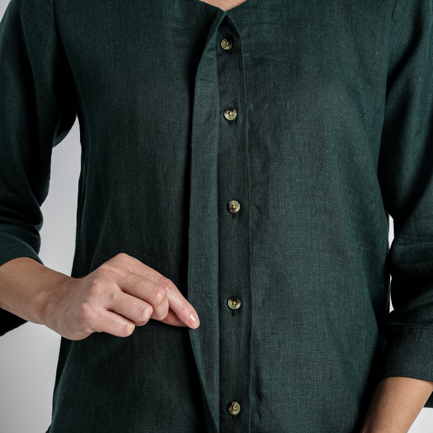 Gadot – Premium Concealed Placket Linen Shirt – Heron