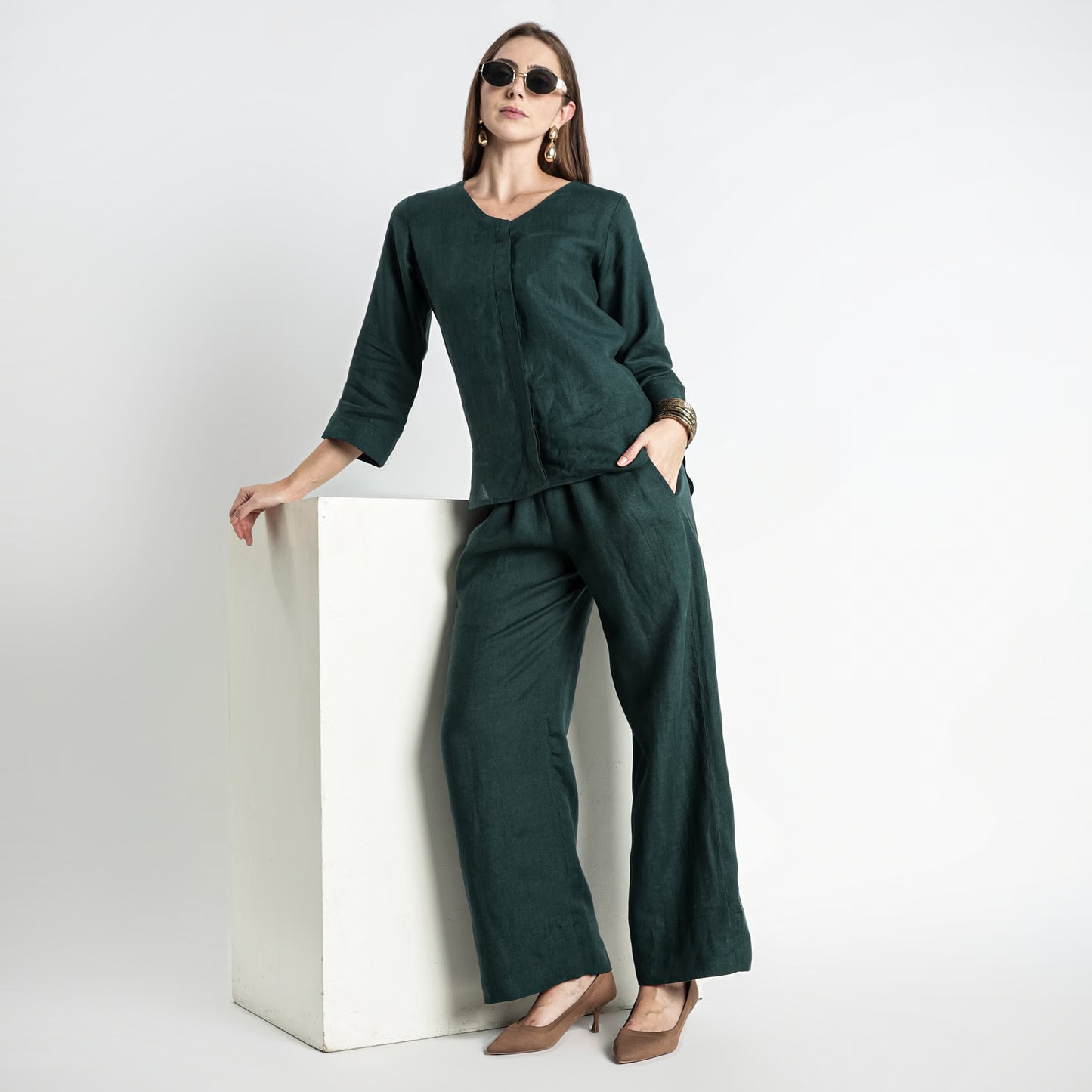 Gaga – Premium Relaxed Linen Trousers – Heron
