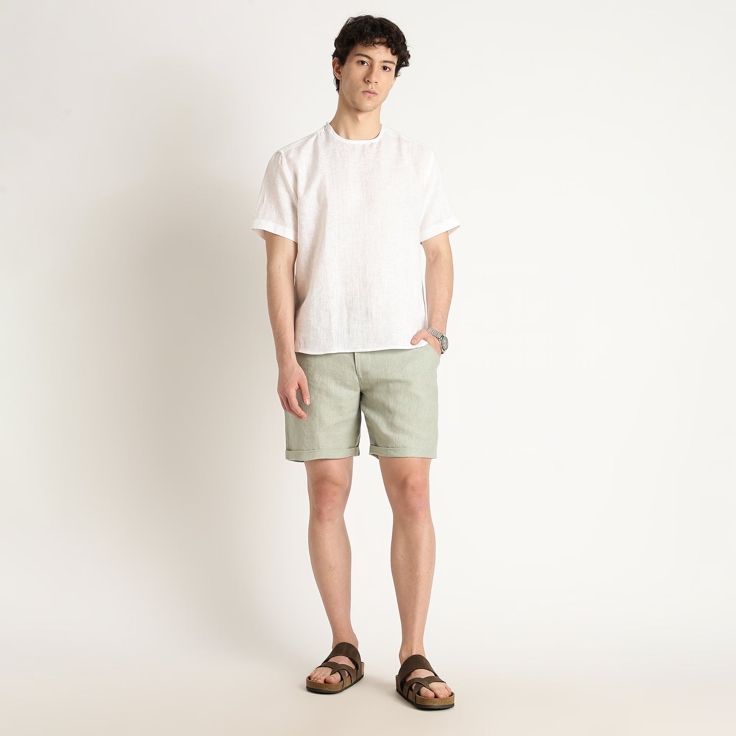 Bangkok – Premium Pleated Linen Shorts – Olive
