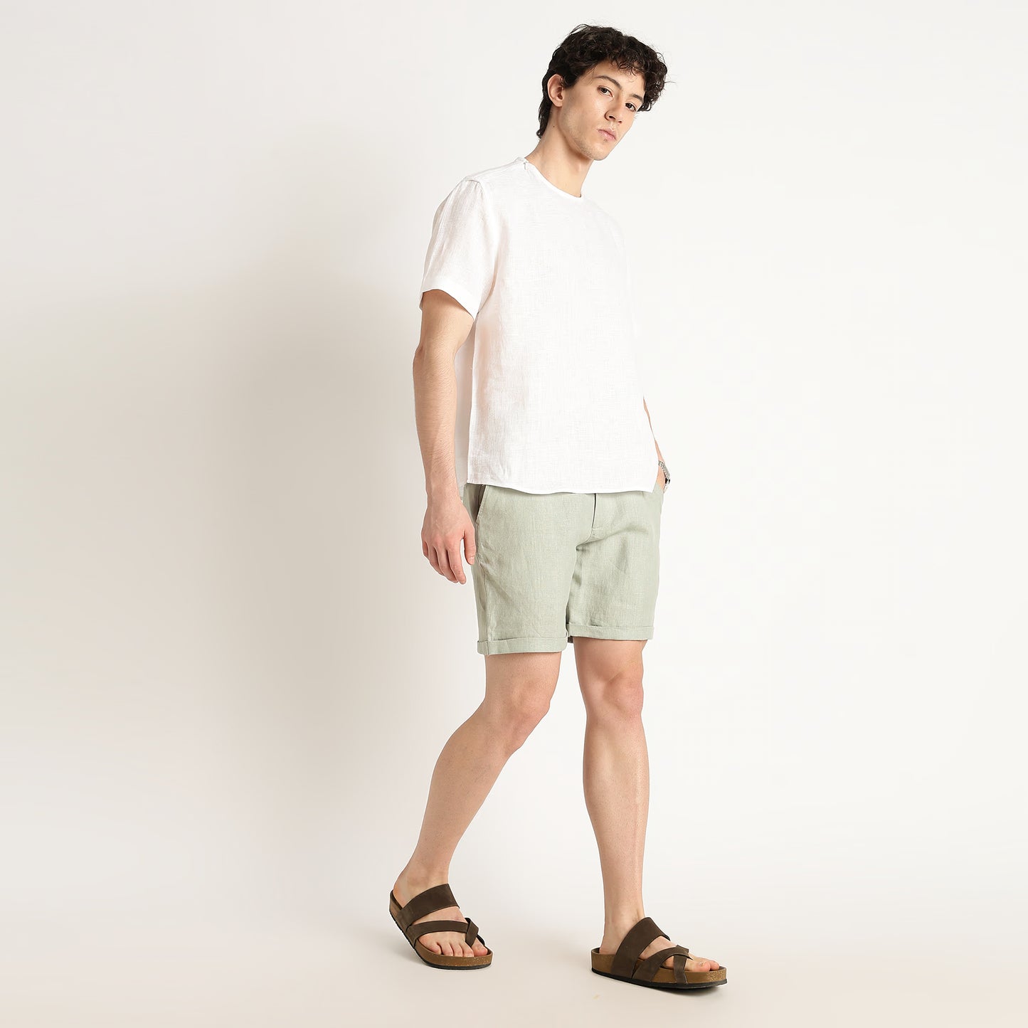 Bangkok – Premium Pleated Linen Shorts – Olive