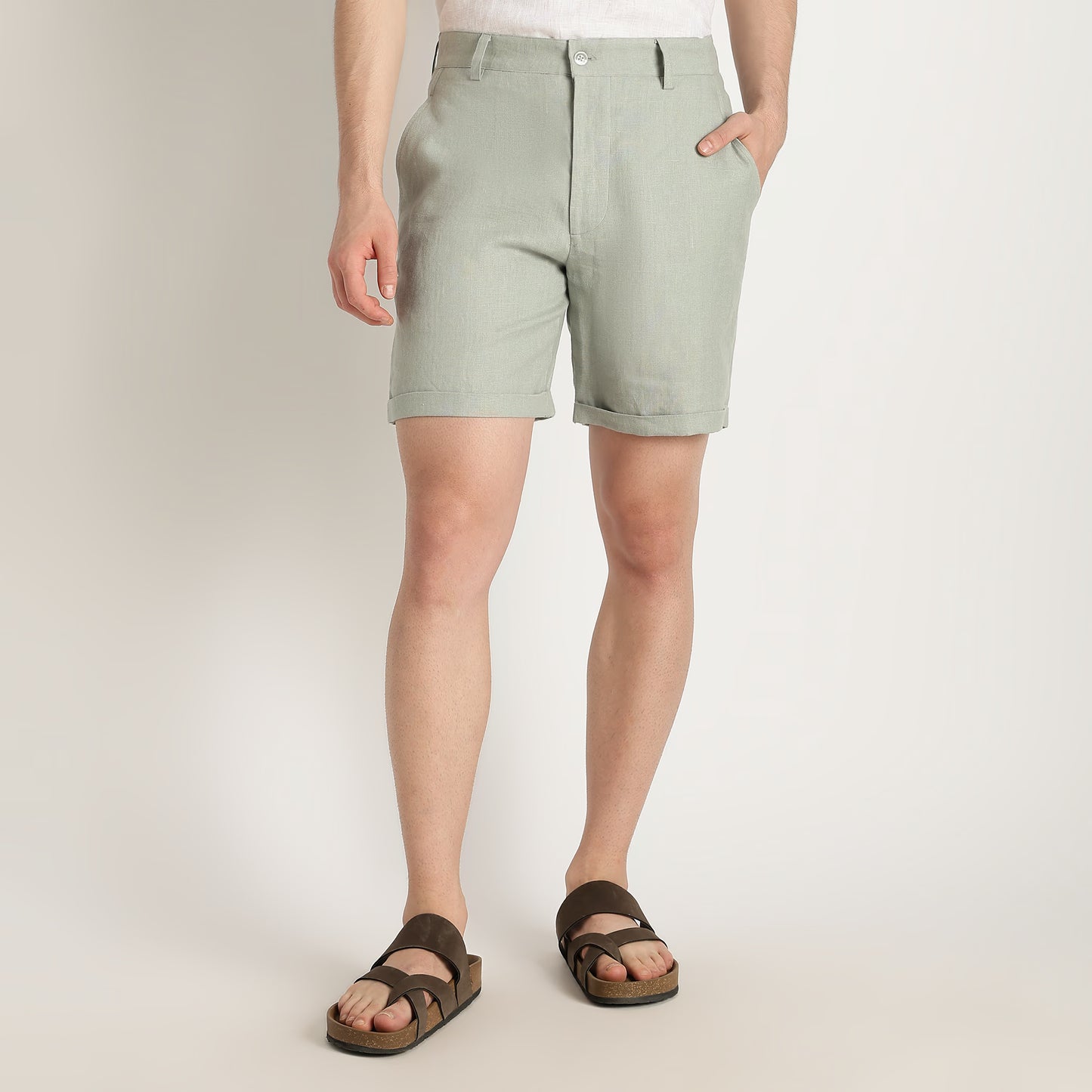Bangkok – Premium Pleated Linen Shorts – Olive