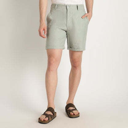 Bangkok – Premium Pleated Linen Shorts – Olive
