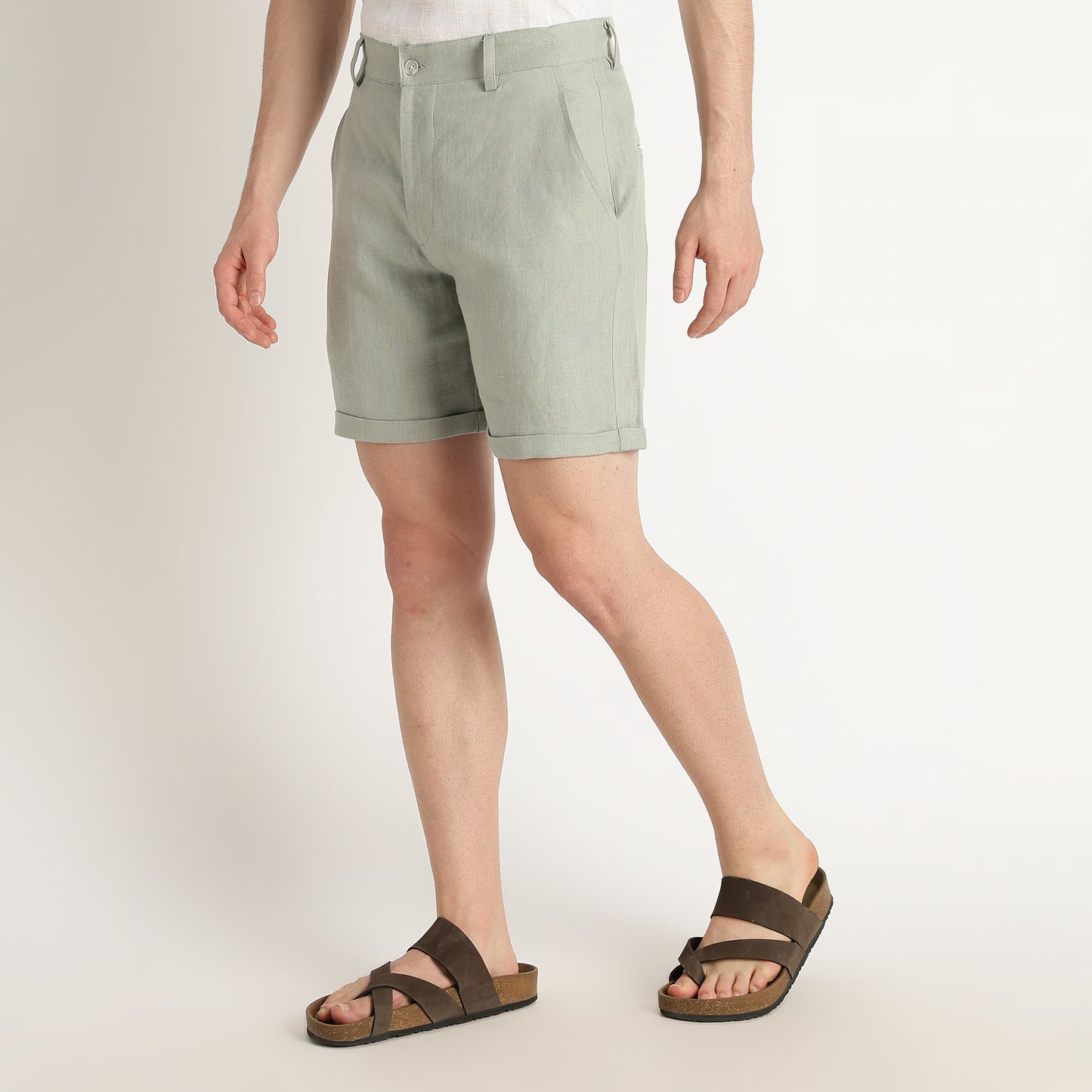 Bangkok – Premium Pleated Linen Shorts – Olive