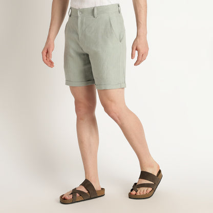 Bangkok – Premium Pleated Linen Shorts – Olive