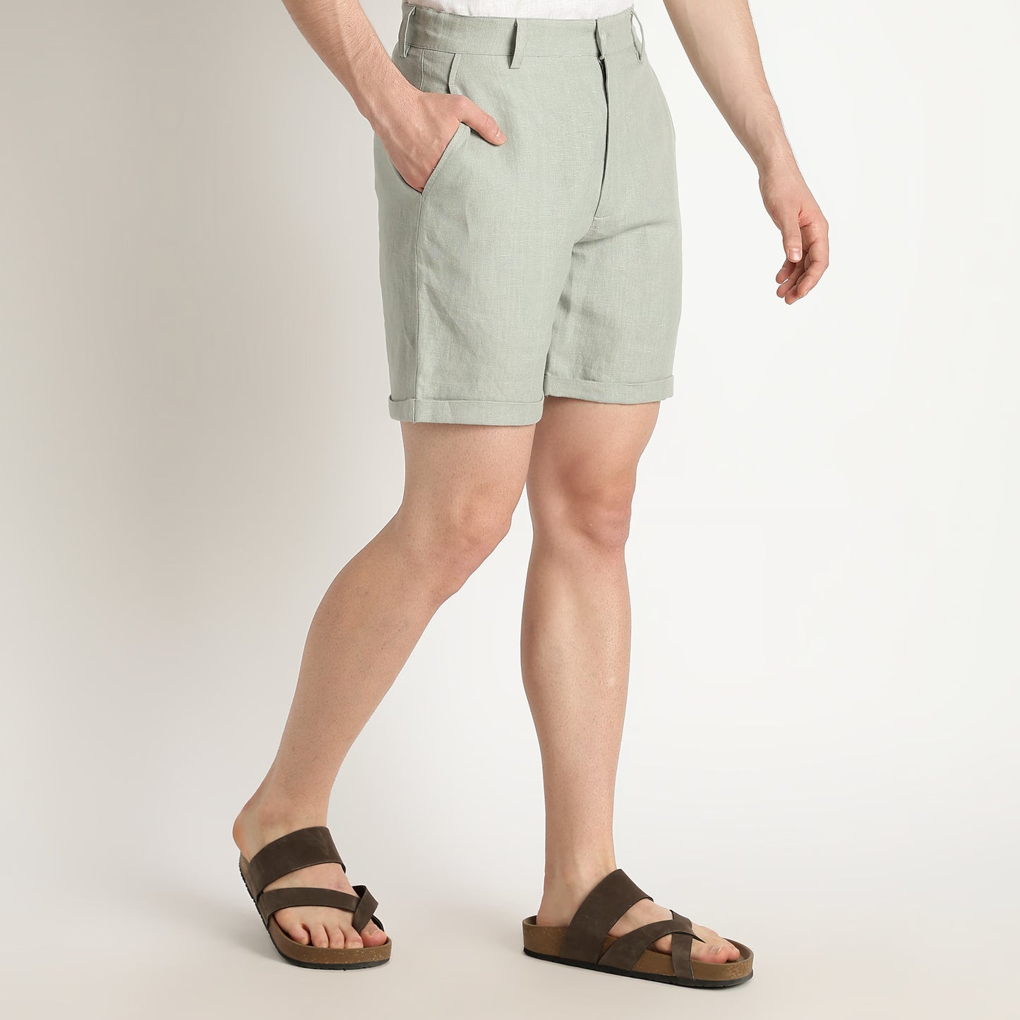 Bangkok – Premium Pleated Linen Shorts – Olive