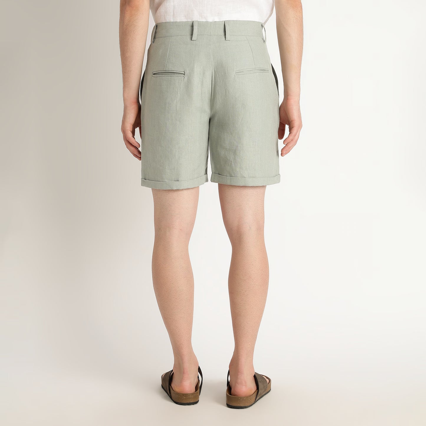 Bangkok – Premium Pleated Linen Shorts – Olive