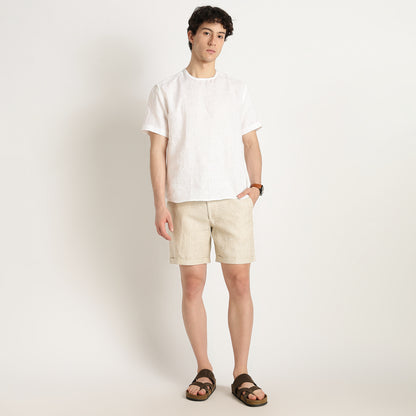 Bangkok – Premium Pleated Linen Shorts – Sand