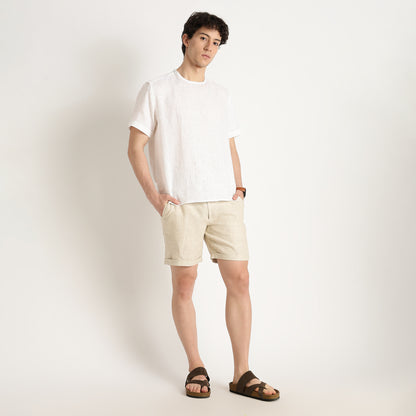 Bangkok – Premium Pleated Linen Shorts – Sand