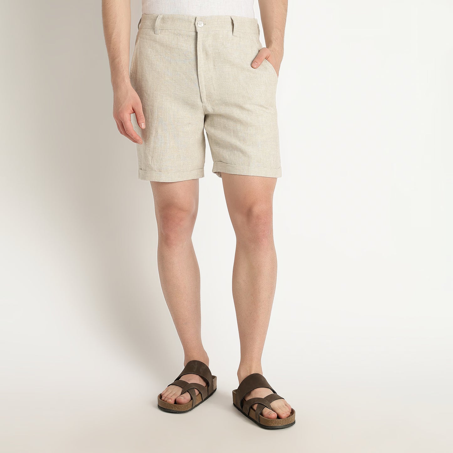 Bangkok – Premium Pleated Linen Shorts – Sand