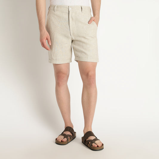 Bangkok – Premium Pleated Linen Shorts – Sand