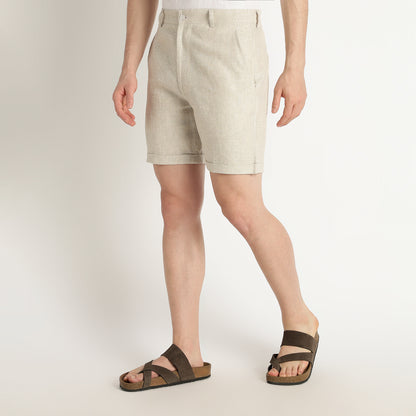 Bangkok – Premium Pleated Linen Shorts – Sand
